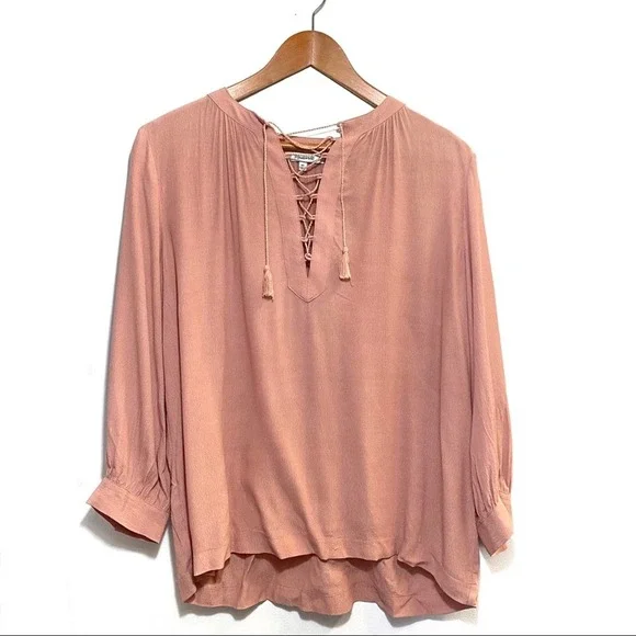 Madewell Lace Up Peasant Blouse XS long sleeve - Picture 2 of 8